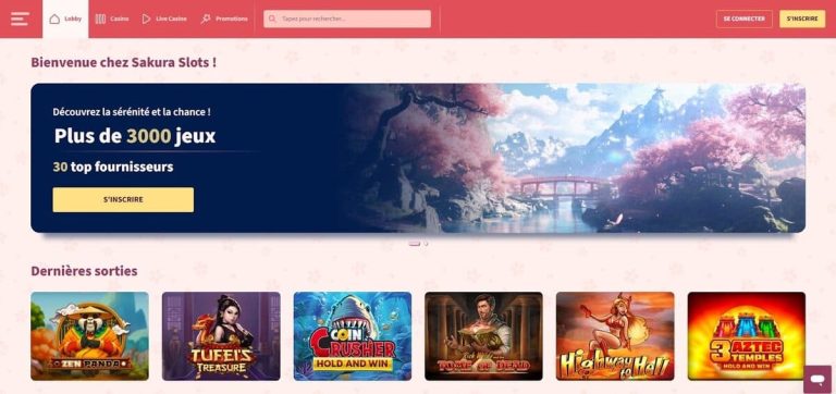 Sakura Slots Casino page accueil